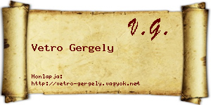 Vetro Gergely névjegykártya